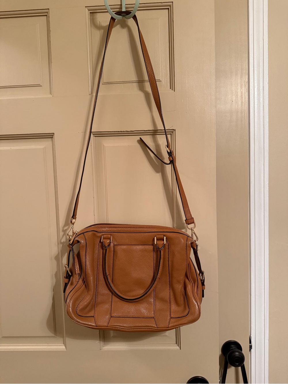 Michael Kors Caramel Pebbled Leather Satchel with Gold Hardware - Picture 10 of 11